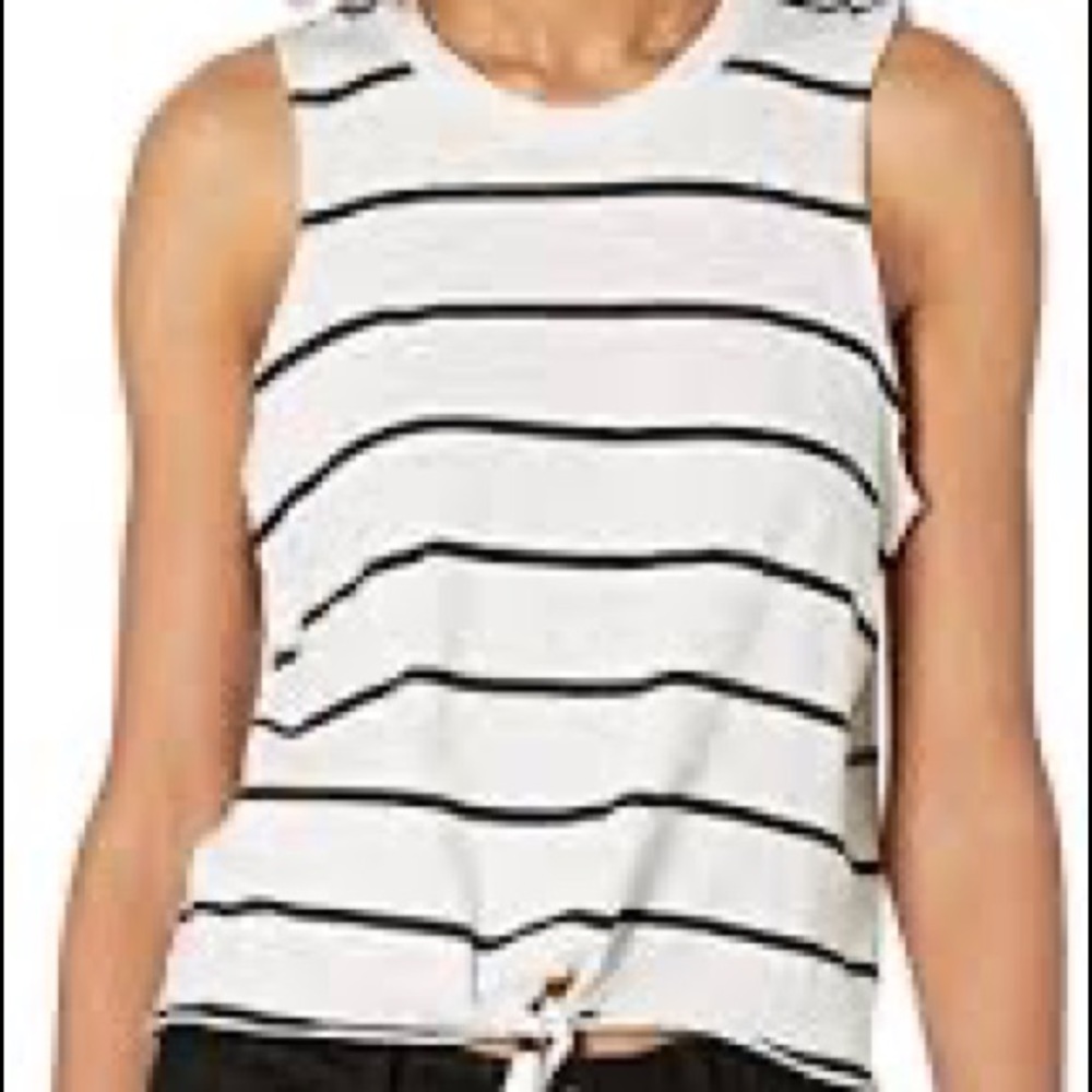 Chaser salt and black striped tie front tank Sz M